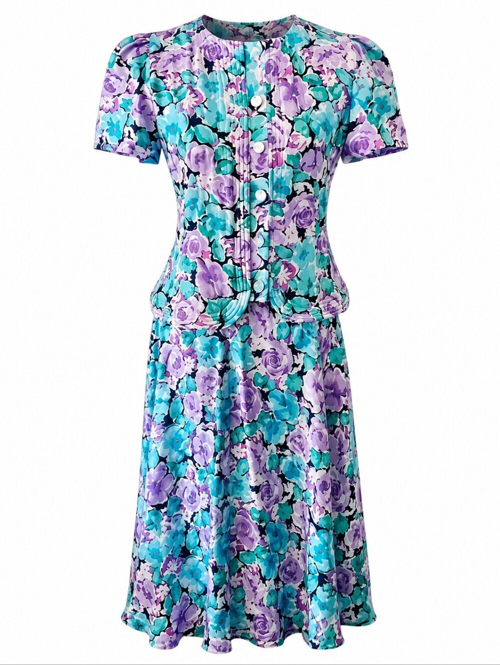 Vintage Maggy‎ London by Jeannene Booher 100% silk floral skirt set
